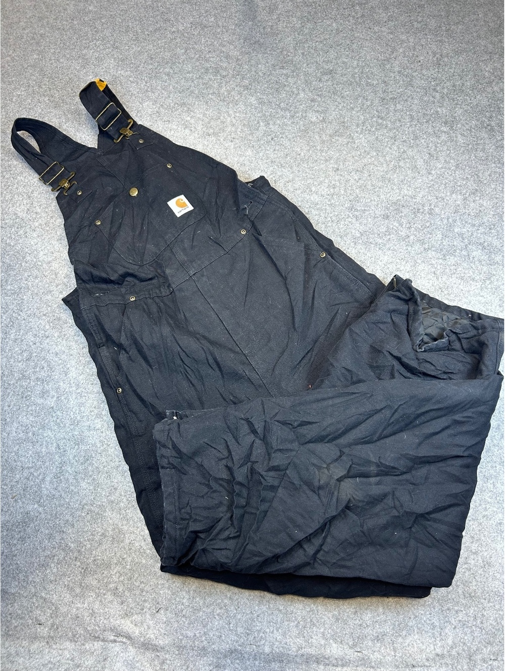 Carhartt Double Knee Bib Overalls Black Women 14 Insulated Work Apron NWOT